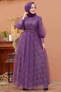 Evening & Party Dresses - Lila Hijab Abendkleid 100300641 - Turkey
