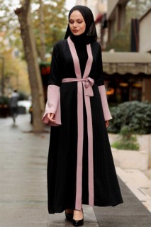 Woman Clothing - Abaya Hijab Rose Poudré 100339460 - Turkey