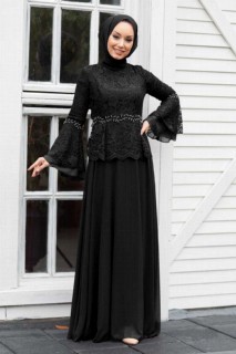 Wedding & Evening - Black Hijab Evening Dress 100337580 - Turkey