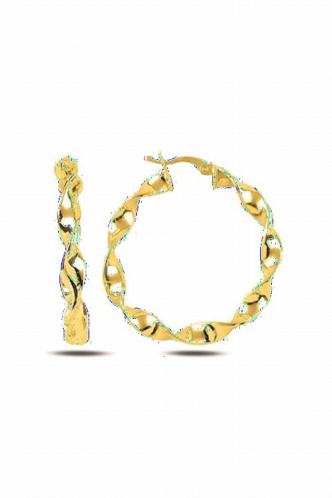 Earrings - Twirl Model Ring Women's Silver Earrings Gold 100346596 - Turkey