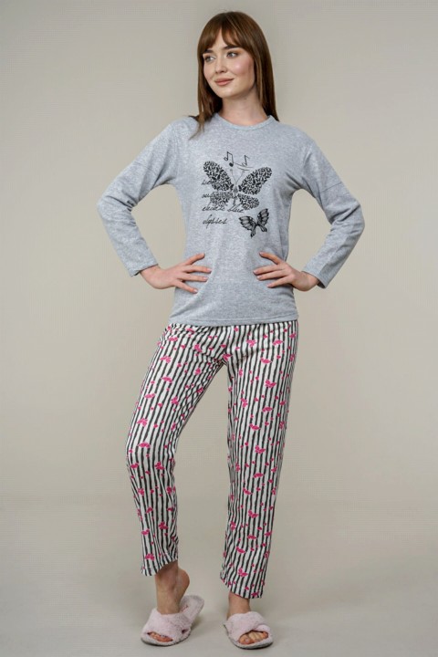 Women's Butterfly Patterned Pajamas Set 100325714