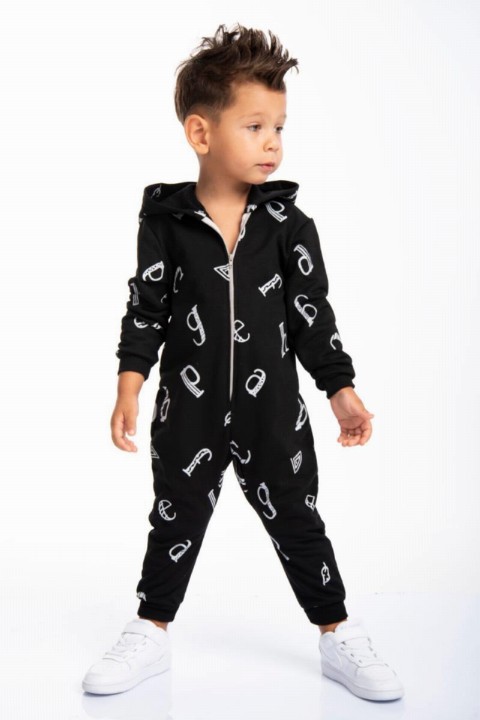 Outwear - Combinaison à capuche unisexe pour enfant avec lettres noires 100326917 - Turkey