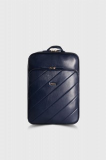 Guard Navy Blue Horizontal Stitched Leather Backpack 100345620