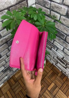 Pink Zippered Leather Women's Wallet 100345453