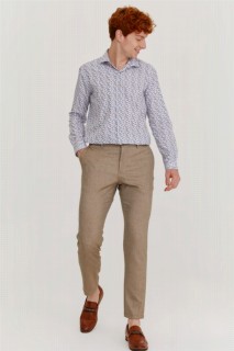 Men's Beige Fernando Slim Fit Side Pocket Fabric Trousers 100352606