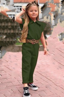 Girl Clothing - Ceinture et bandana léopard à volants d'inertie pour fille Kaki Salopette 100328304 - Turkey