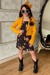 Outwear - Blazer jaune à imprimé floral pour fille avec veste 100328041 - Turkey