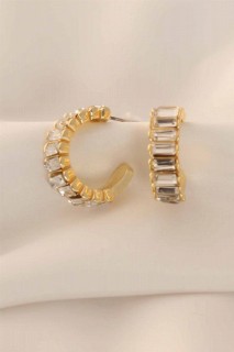 Earrings - Zircon Stone Gold Color Women's Earrings 100327618 - Turkey