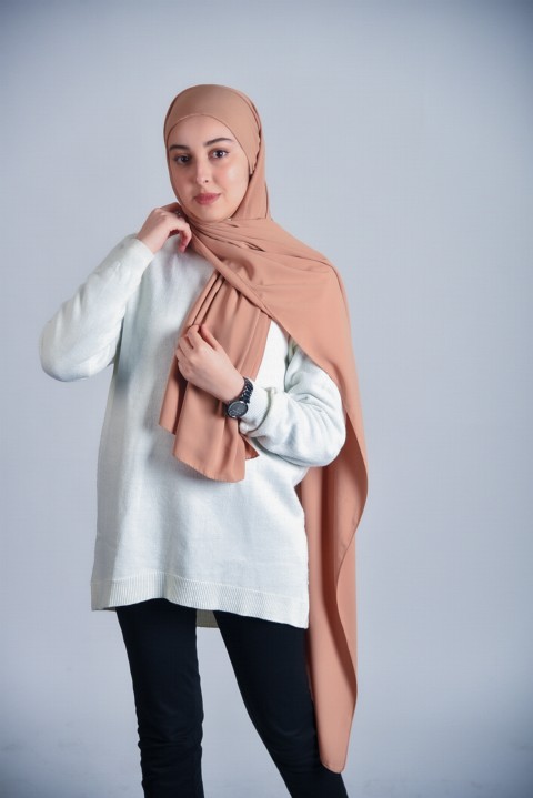 Ready to wear Hijab-Shawl - Prêt à porter Soie de Médine -Marron Foncé - Turkey