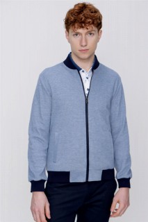 Men's Ice Blue Knitted Spring Jacket 100351357