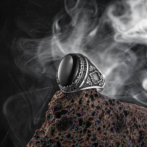 Onyx Stone Rings - Black Onyx Stone Sterling Silver Ring 100349137 - Turkey