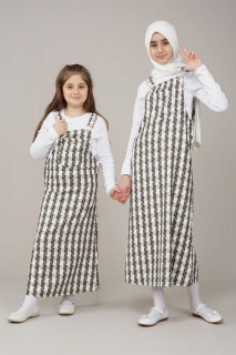 Woman Clothing - Young Girl Patterned Gardener Strap Loaflet Dress 100325640 - Turkey