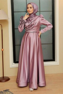 Wedding & Evening - Lila Hijab Evening Dress 100341604 - Turkey