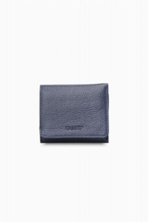 Wallet - Navy Blue-Red Leather Men's Wallet 100346010 - Turkey