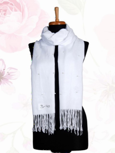 Pashmina with Pearl - Blanche-Neige / code : 3-40 - Turkey