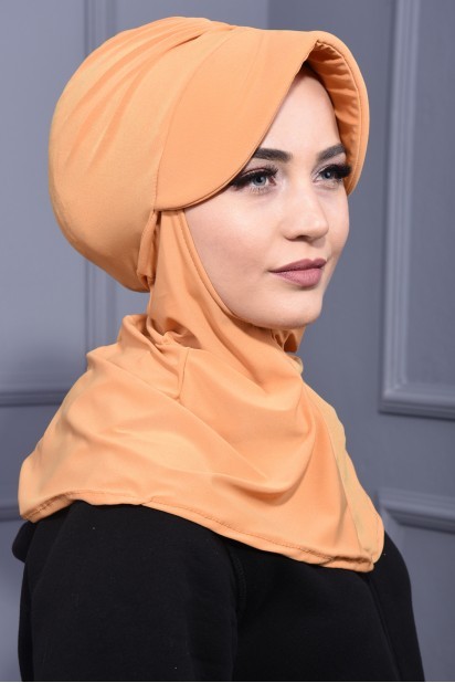 Woman - وشاح قبعة رياضية أصفر خردل - Turkey