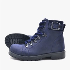Griffon Children's Zippered Genuine Leather Navy Boots 100278600