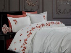 Pamira Embroidered Cotton Satin Double Duvet Cover Set Anthracite 100331452