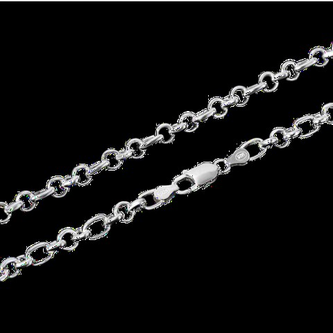 Round and Rectangle Ringed Silver Chain Necklace 100350105