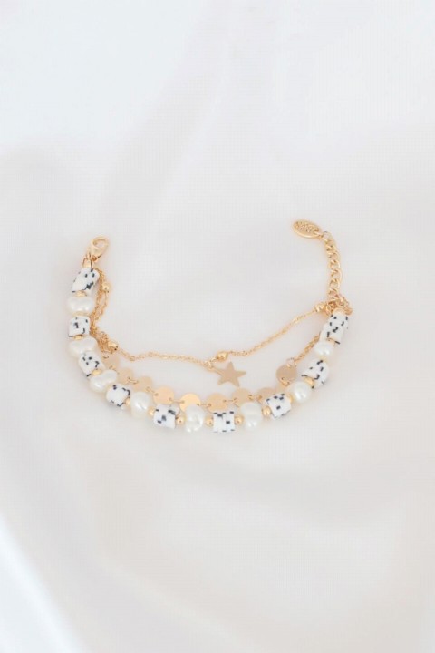 Multi Star Detail Gold Color Women's Bracelet 100327673