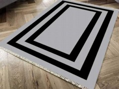 Carpet - Non-Slip Base Digital Print Velvet Carpet Geometric Gray 180x280 cm 100260358 - Turkey