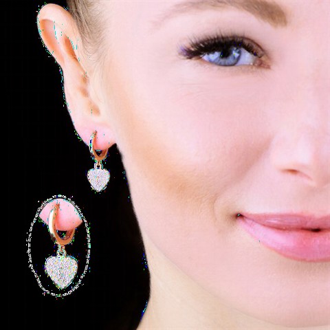 Zircon Stone Heart Women's Sterling Silver Earrings 100349609
