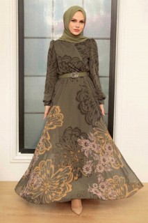 Clothes - Khaki Hijab Dress 100340755 - Turkey
