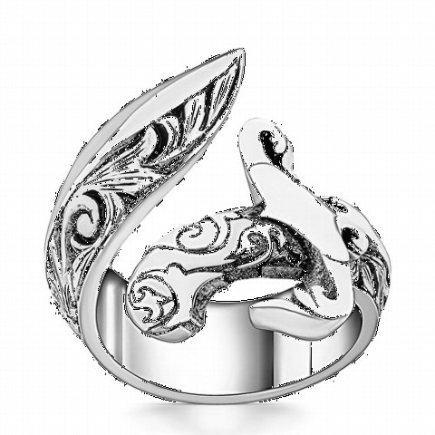 Stoneless Rings - Ottoman Motif Sword Silver Ring 100349281 - Turkey