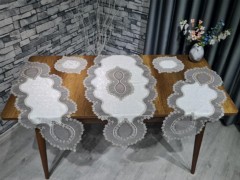 Kitchen-Tableware - Aygun Velvet Cordless 5 Piece Living Room Set Cream Silver 100331202 - Turkey