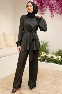 Outwear - Schwarzes Hijab-Anzugkleid 100340643 - Turkey