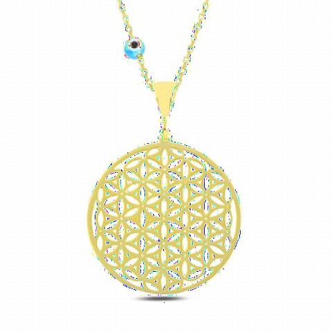 Jewelry & Watches - Flower of Life Model Gold Color Silver Necklace 100347064 - Turkey