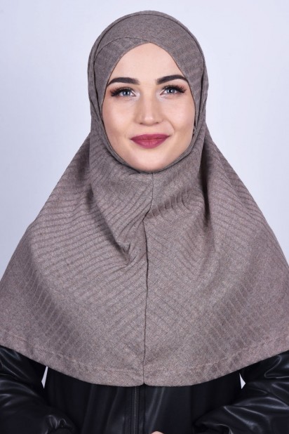 Cross Style - Cross Bonnet Knitwear Hijab Mink 100285232 - Turkey