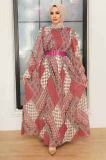 Clothes - Fushia Hijab Dress 100341544 - Turkey