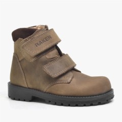 Boots - Sentor-Serie Sandfarbe Fell Echtleder Klettverschluss Kinderstiefel 100278748 - Turkey
