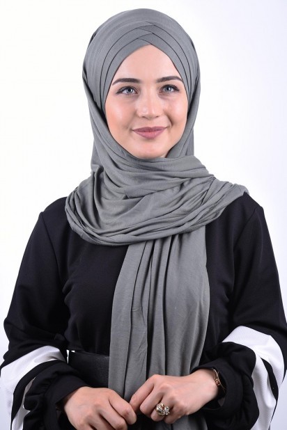Woman - 3-Streifen-Schal aus gekämmter Baumwolle, geräuchert - Turkey