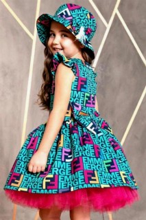 Girl's New FF Printed Dress with Bag and Hat Information of the dress 100328195