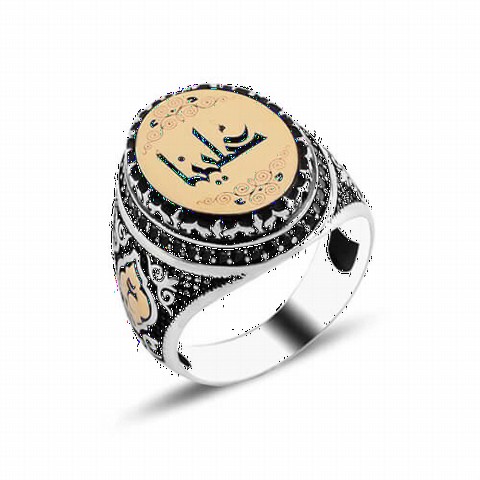 Oval Personalized Silver Ring With Arabic Handwriting and Name Written 100346762