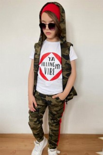 Boys Camouflage Vest Printed and Beret 4-pack Tracksuit Suit 100327287