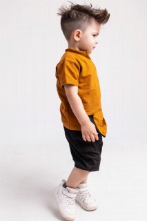 Boy's Mustard Shorts Set With Embroidery and Double Pockets 100328006