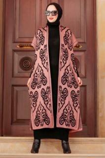 Cloth set - فستان بدلة تريكو باللون الوردي المغبر 100338681 - Turkey