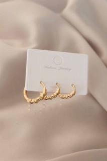 Earrings - Gold Color Ring Women's Earrings 100327584 - Turkey