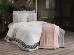 Bed Covers - Ensemble de couverture double en guipure française Happy Cappucino 100331384 - Turkey