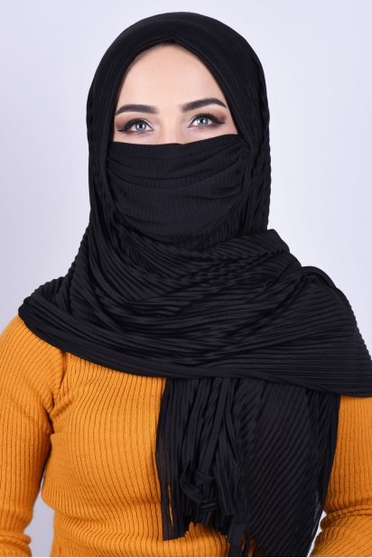 Woman Bonnet & Hijab - Masked Shawl Black 100285353 - Turkey