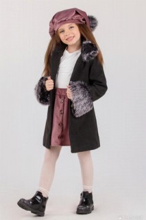 Girls - بدلة بناتي معطف أسود مخمل تنورة 100351623 - Turkey