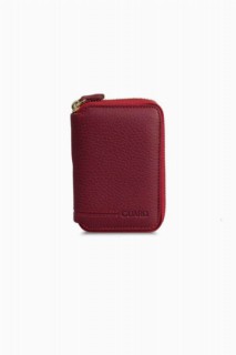 Leather - Zipper Red Leather Mini Wallet 100345817 - Turkey