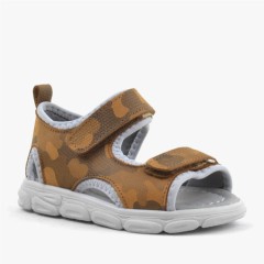 Baby Boy Shoes - Wisps Genuine Leather Tan Camouflage Baby Sandals 100352431 - Turkey