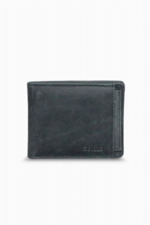 Hidden Card Compartment Antique Black Genuine Leather Men's Wallet 100346233