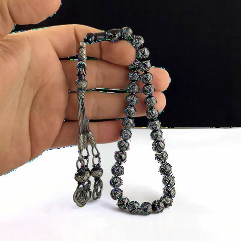 Rosary - Kazaziye Tasseled Black Color Fire Amber Rosary 100349910 - Turkey