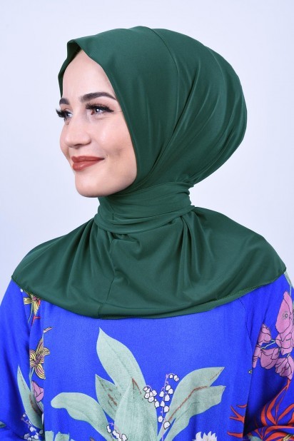Ready to wear Hijab-Shawl - Foulard Snap Snap Châle Vert Emeraude - Turkey