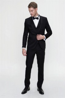 Men's Black Santorin Ceremonia Jacquard Slim Fit Slim Fit Suit 100350649